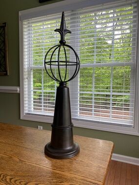 Decorative Metal Orb Finial Sculpture - Dark Bronze coloring
